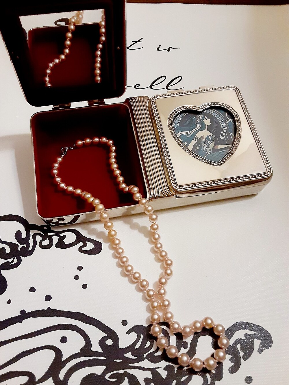 Vintage Silver Heart Frame Jewelry Box Holder